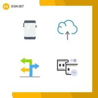 benutzerschnittstellenpaket mit 4 grundlegenden flachen symbolen der telefonrichtung huawei datenfilmrolle editierbare vektordesignelemente vektor