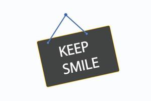 Smile-Button-Vektoren behalten. zeichen etikett rede lächeln behalten vektor