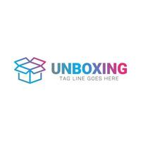 Unboxing-Vorlage Logo-Vektor in Regenbogenfarbe. vektor