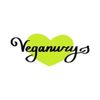 vegan ritad för hand text grön vektor text illustration.