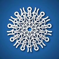 papper skära snöflinga. vit snöflinga på blå bakgrund. jul och ny år dekoration element. vektor illustration