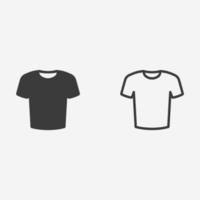 Rundhals-T-Shirt-Icon-Vektor-Set. Kleidung, Modesymbolzeichen vektor