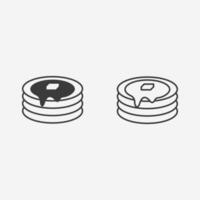 Pfannkuchen-Symbolvektor. pfannkuchen, cupcake, süß, schokolade, keks, kuchen, crep, dessertsymbolzeichen vektor