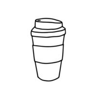 Kaffeebecher-Vektor-Illustration. umweltfreundliche Kaffeetasse. Null-Abfall-Becher-Doodle vektor