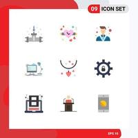 Stock Vector Icon Pack mit 9 Zeilen Zeichen und Symbolen für Geschenk Computer Ratgeber Lampe Workstation editierbare Vektordesign-Elemente