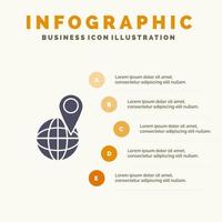 Globale Standortkarte Welt solides Symbol Infografiken Präsentationshintergrund mit 5 Schritten vektor