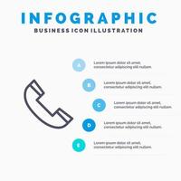 Anruf Kontakt Telefon Telefonleitungssymbol mit 5 Schritten Präsentation Infografiken Hintergrund vektor