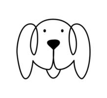 vektor ett linje hund logotyp. minimalistisk söt sällskapsdjur i abstrakt hand dragen stil. svart bakgrund grafisk illustration. bra design för några syften