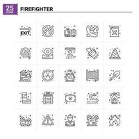 25 Feuerwehrmann-Icon-Set Vektorhintergrund vektor