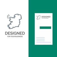 Weltkarte Irland graues Logo-Design und Visitenkartenvorlage vektor