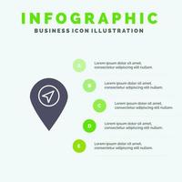 plats Karta pekare fast ikon infographics 5 steg presentation bakgrund vektor