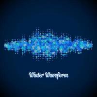weihnachtlicher sound und musikwellenform aus verschiedenen verstreuten schneeflocken vektor