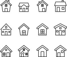 enkel uppsättning av översikt ikoner handla om maison hus vektor