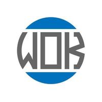 Wok-Brief-Logo-Design auf weißem Hintergrund. Wok kreative Initialen Kreis Logo-Konzept. Wok-Buchstaben-Design. vektor