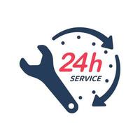 Schraubendreher-Symbol, 24-Stunden-Service. Reparaturservice und Beratungsprobleme für Kunden. vektor