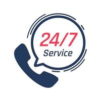 24-Stunden-Service-Symbol. Sprechblasen. telefonische Beratung bei Kundenproblemen. vektor