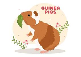 meerschweinchen haustiere hamster tierrassen geeignet für poster oder grußkarten in flachen niedlichen cartoon handgezeichneten vorlagen illustration vektor