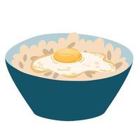 peta skål med ris, grönsaker, ägg, kött, fisk, räka och tång. asiatisk mat. perfekt för restaurang Kafé och skriva ut menyer. vektor hand dra tecknad serie illustration.