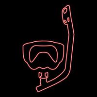 neon dykning mask med andas rör dykning snorkel utrustning för simning snorkling begrepp simning Utrustning röd Färg vektor illustration bild platt stil