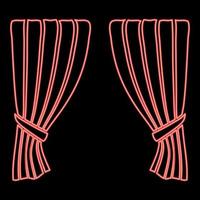 neon gardiner blind ridå slutare ridå skugga portiere draperier för ceremoni prestanda lyxig gardiner stor öppning meddelande skede presintation begrepp öppen draperier premiär aning röd Färg vektor