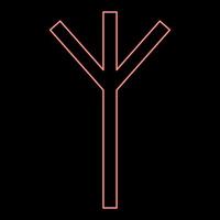 Neon Algiz Elgiz Rune Elk Reed Verteidigung Symbol rote Farbe Vektor Illustration Bild flachen Stil