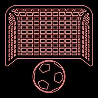 Neon-Fußball und Tor Strafe Konzept Ziel Aspiration großer Fußball Torpfosten rote Farbe Vektor Illustration Bild flacher Stil