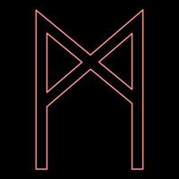 Neon Mannaz Rune Mann menschliches Symbol rote Farbe Vektor Illustration Bild flachen Stil