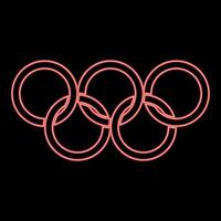 neon olympic ringar fem olympic ringar röd Färg vektor illustration bild platt stil