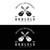 minimalistisches ukulele-musiklogodesign, ukulele-gitarrenvektor. Ukulele-Logo-Design vektor