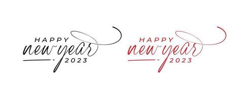 frohes neues jahr 2023 logo. abstrakte handgezeichnete kreative Kalligrafie-Vektor-Logo-Design. 2023 Neujahrslogo-Design vektor