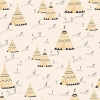 Tipi, Tentor Wigwam indianische Wohnung. Yaranga, Kumpel-Vektor-Lagerillustration. nahtloses muster wilder westen. vektor