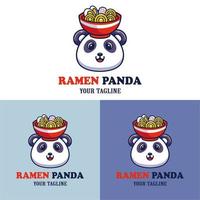 vektor söt panda med en skål av Ramen på hans huvud logotyp maskot