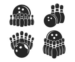 kreative Bowling-Pin und Bowling-Kugel-Symbol-Logo-Design-Vektor-Vorlage vektor
