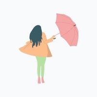 einfache Illustration einer Person, die einen Regenschirm hält vektor