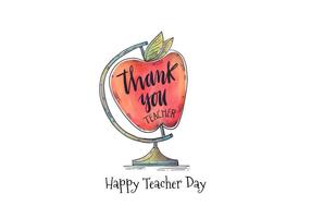 Aquarell Apfelkugel mit Beschriftung danken Ihnen Lehrer
