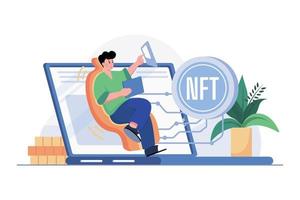 digitales token nft-illustrationskonzept auf weißem hintergrund vektor