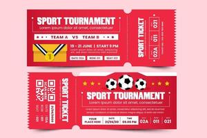 Fußballturnier-Sportereignis-Ticket-Design-Vorlage einfaches und elegantes Design vektor