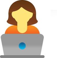 kvinna använder sig av bärbar dator vektor ikon design