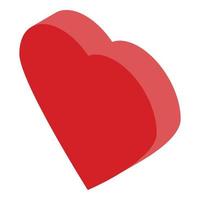 röd hjärta ikon, isometrisk stil vektor