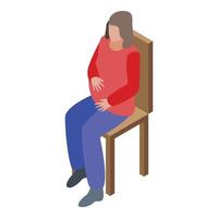 sitzende Ikone der schwangeren Frau, isometrischer Stil vektor