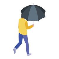 Junge mit Regenschirm-Symbol, isometrischer Stil vektor