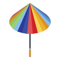 färgrik regnig paraply ikon, isometrisk stil vektor