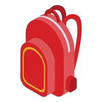 röd ryggsäck ikon, isometrisk stil vektor