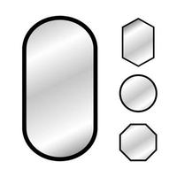 modern speglar uppsättning. oval och fyrkant speglar med svart ram. Hem eller badrum dekor. vektor