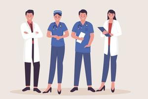 vektorärzte und team diverses krankenhauspersonal. Illustrationen für Websites, Landingpages, mobile Apps, Poster und Banner. trendige flache vektorillustration vektor