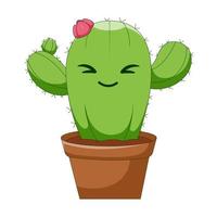 niedlicher Cartoon-Kaktus lächelt. Vektor-Illustration vektor