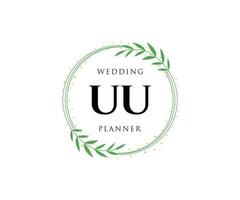 uu initialen brief hochzeitsmonogramm logos sammlung, handgezeichnete moderne minimalistische und florale vorlagen für einladungskarten, save the date, elegante identität für restaurant, boutique, café im vektor