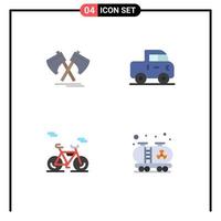 grupp av 4 platt ikoner tecken och symboler för yxa transport fräs jeep olja redigerbar vektor design element