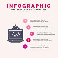 Laptop-Computer-Einstellung Datenverarbeitung Infografiken Präsentationsvorlage 5-Schritte-Präsentation vektor