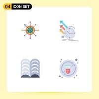 Stock Vector Icon Pack mit 4 Zeilen Zeichen und Symbolen für Fokusforschung Pfeil Inspektion Bildung editierbare Vektordesign-Elemente